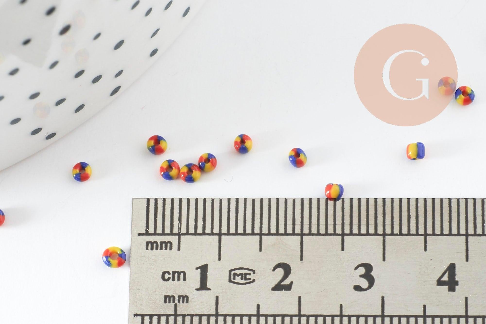 Gingerlily G9491 perles rocaille rayé verre 1,5mm 10g