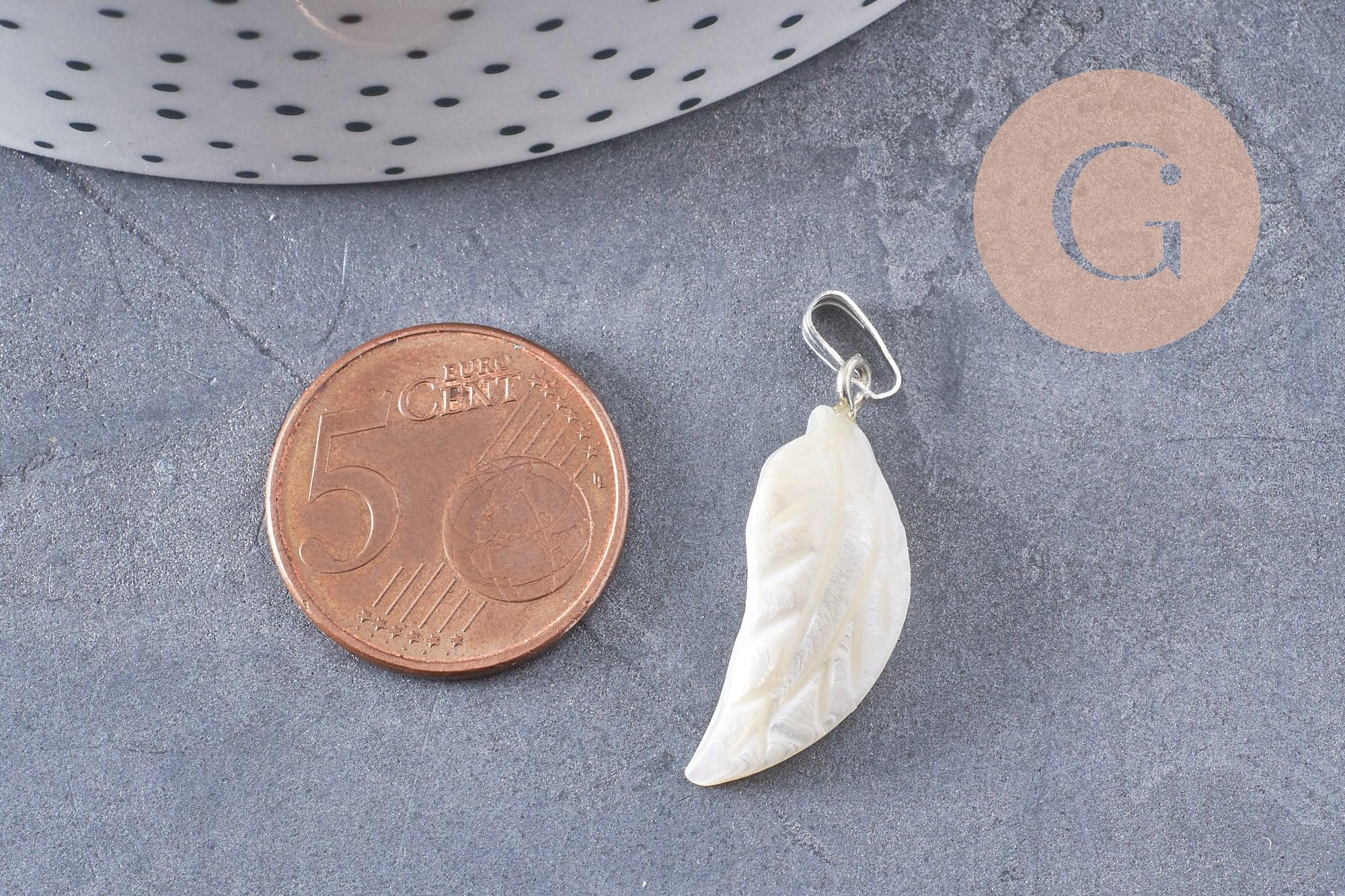 Gingerlily G10088 pendentif feuille nacre platine 28mm x1