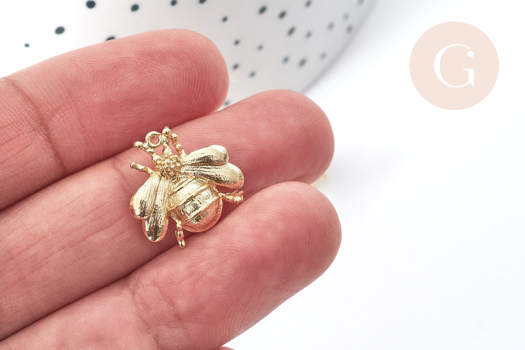 Gingerlily G8076 pendentif abeille 16mm laiton doré x1
