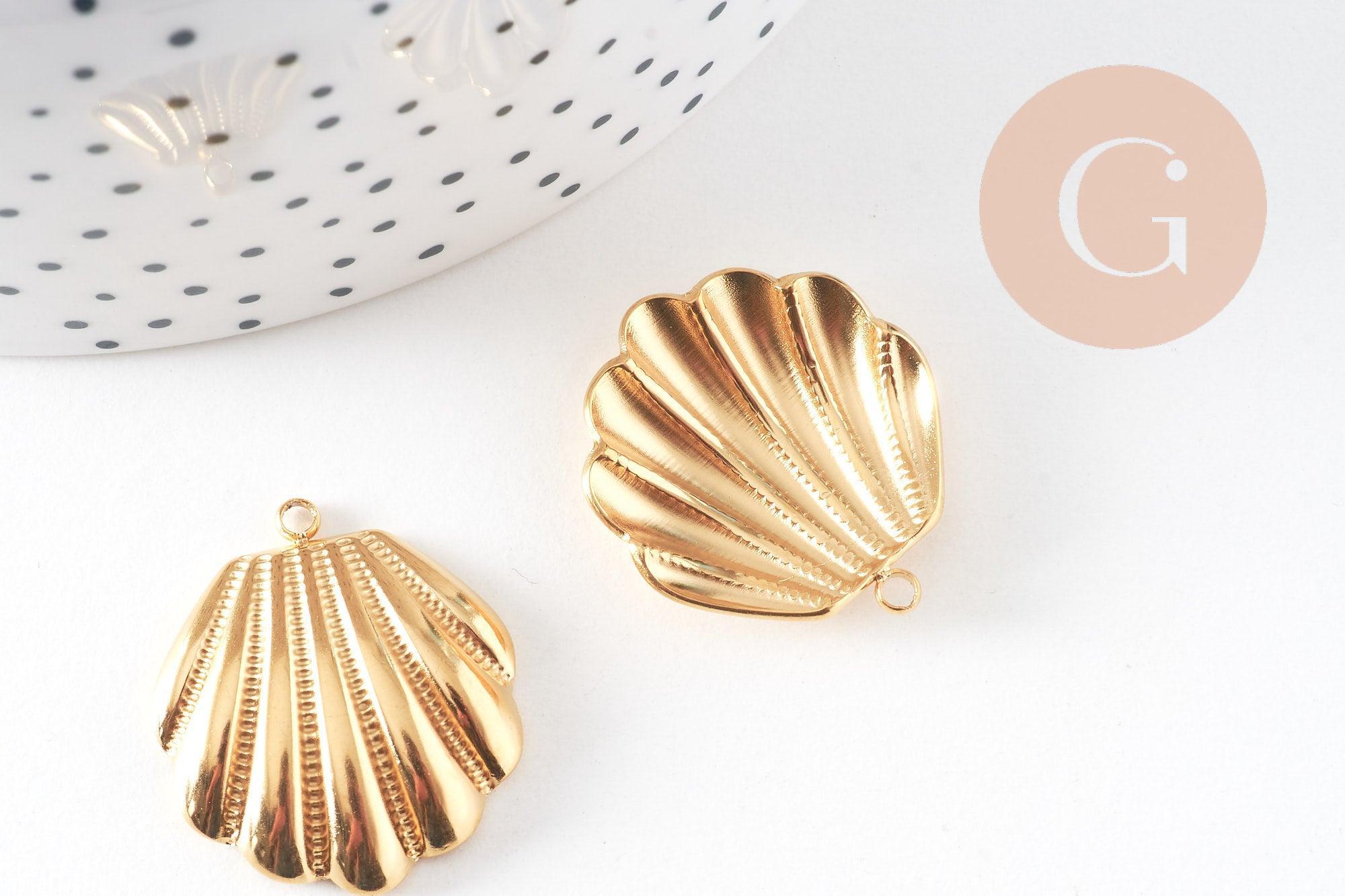 Gingerlily Pendentifs DIY Coquillage Acier Doré 18K 26.5mm