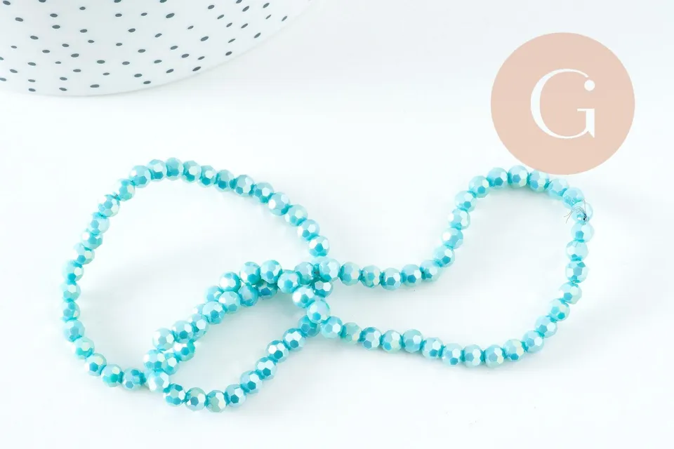 Gingerlily Perles cristal G10725 perles turquoise irisé 4mm fil