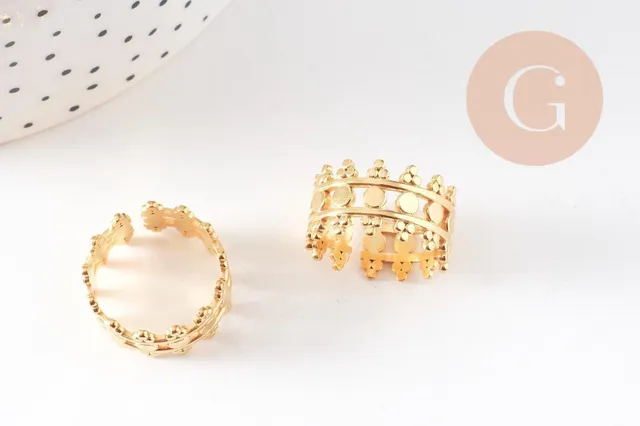Gingerlily Bague réglable acier doré dentelle T54 x1