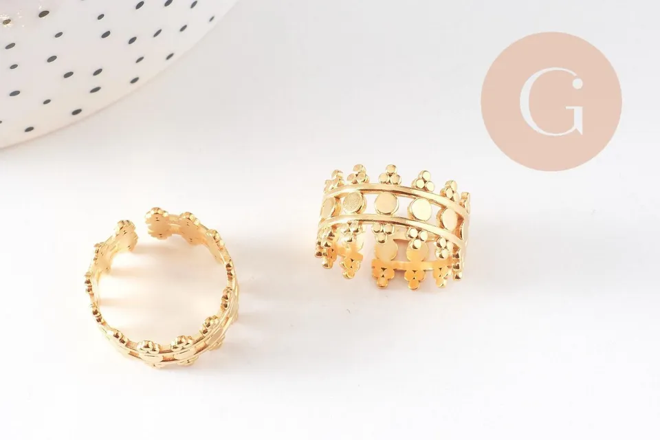 Gingerlily Bague réglable acier doré dentelle T54 x1