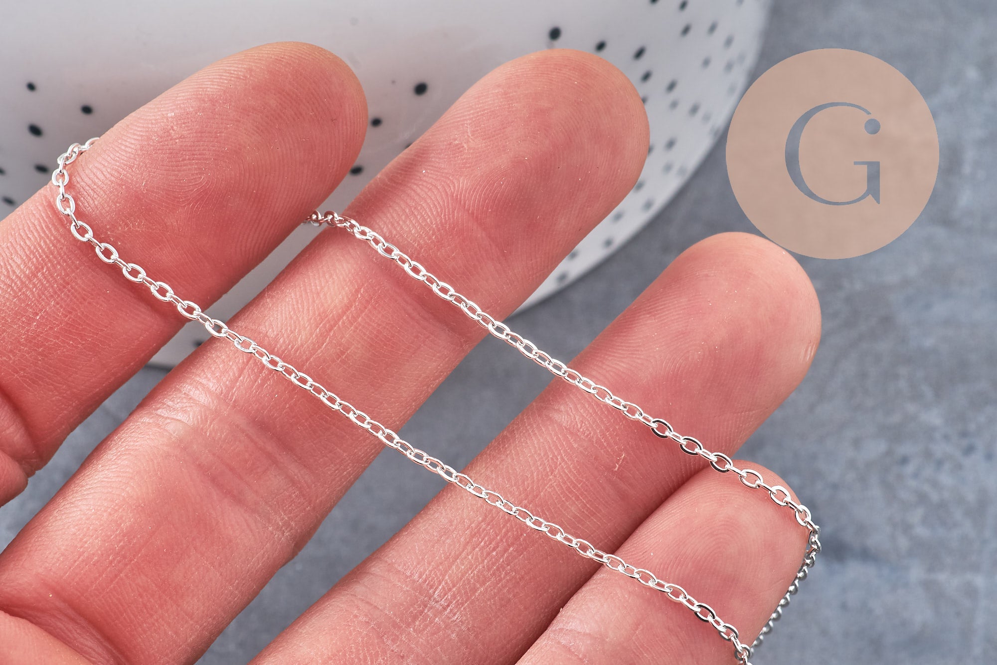 Gingerlily Perles G10865 chaîne forçat acier 304 argenté 1 mètre