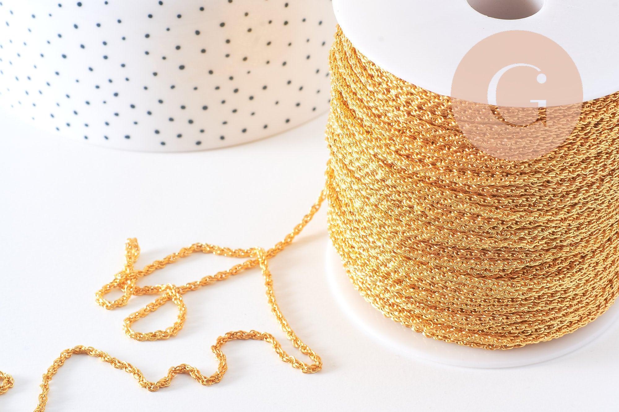 Gingerlily Chaînes pour bijoux DIY G10655 torsadée dorée 3 mm 1 m