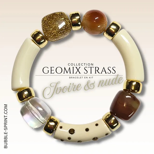 ARTSHOP Bijoux en KITS Geomix Strass bracelet ivoire nude