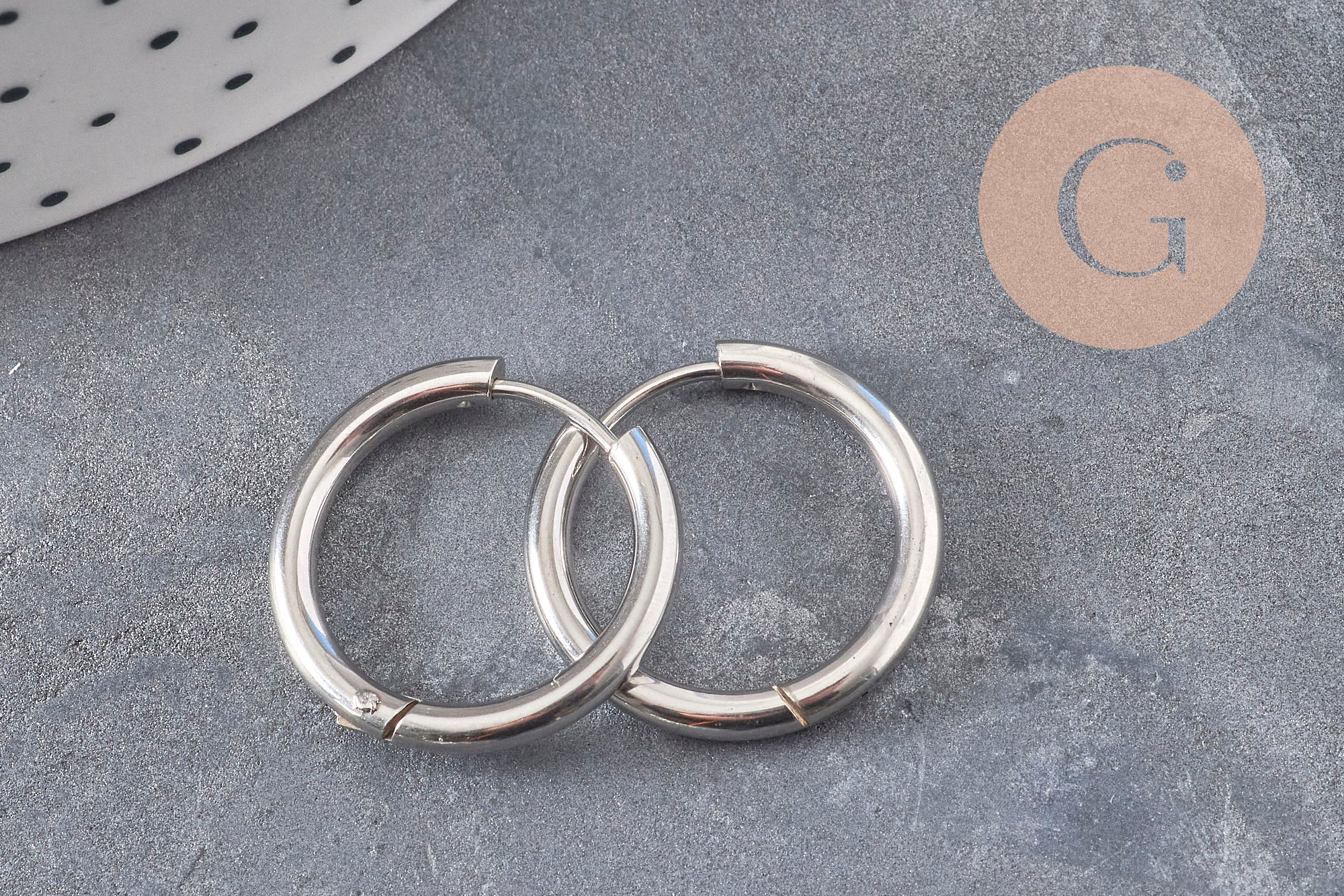 Gingerlily G11048 créoles interchangeables acier 20mm platine paire