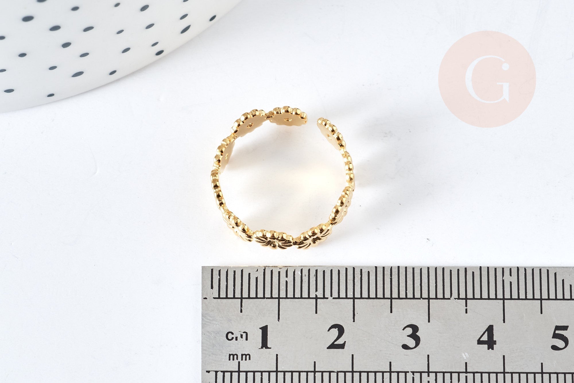 Gingerlily G8469 bague marguerites acier doré taille 54