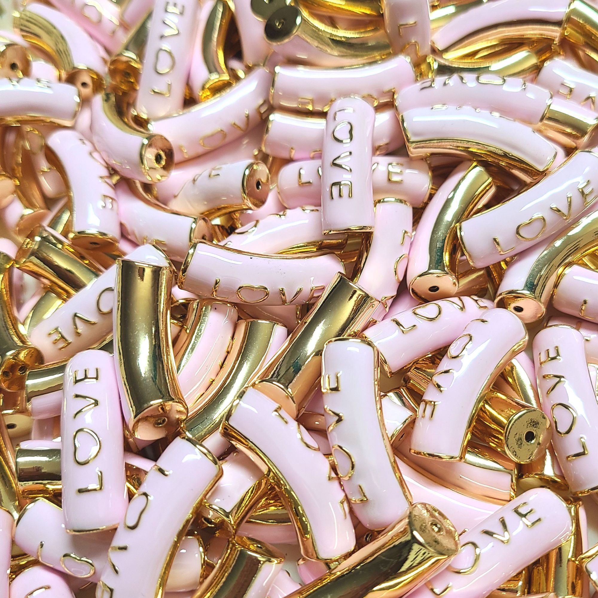 ARTSHOP 329 Tubes Love émaillés Marshmallow perle 12mm
