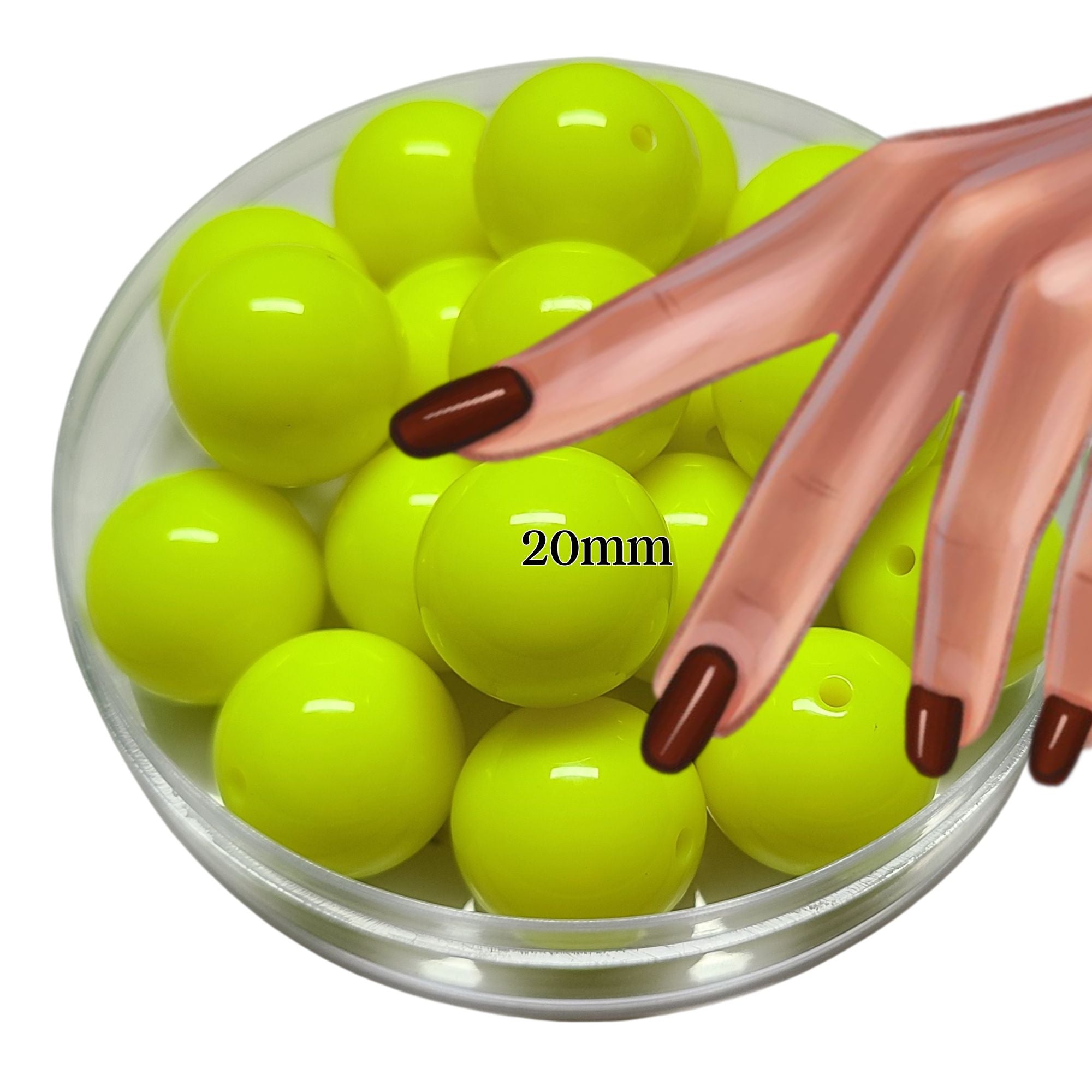 ARTSHOP Boules 20MM n°55 perle néon citron x10 brillantes