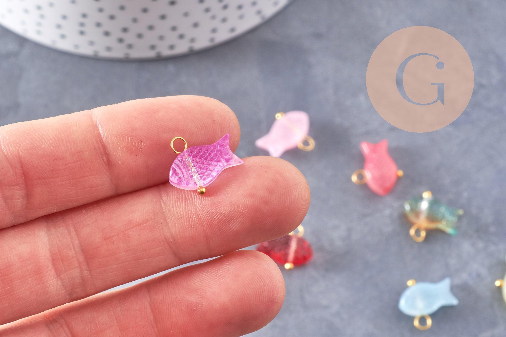 Gingerlily Breloque poisson G10218 verre multicolore doré 15,5mm x5