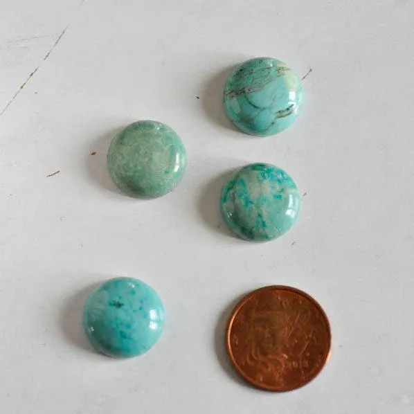 Gingerlily G699 cabochon rond turquoise verte naturelle 16mm
