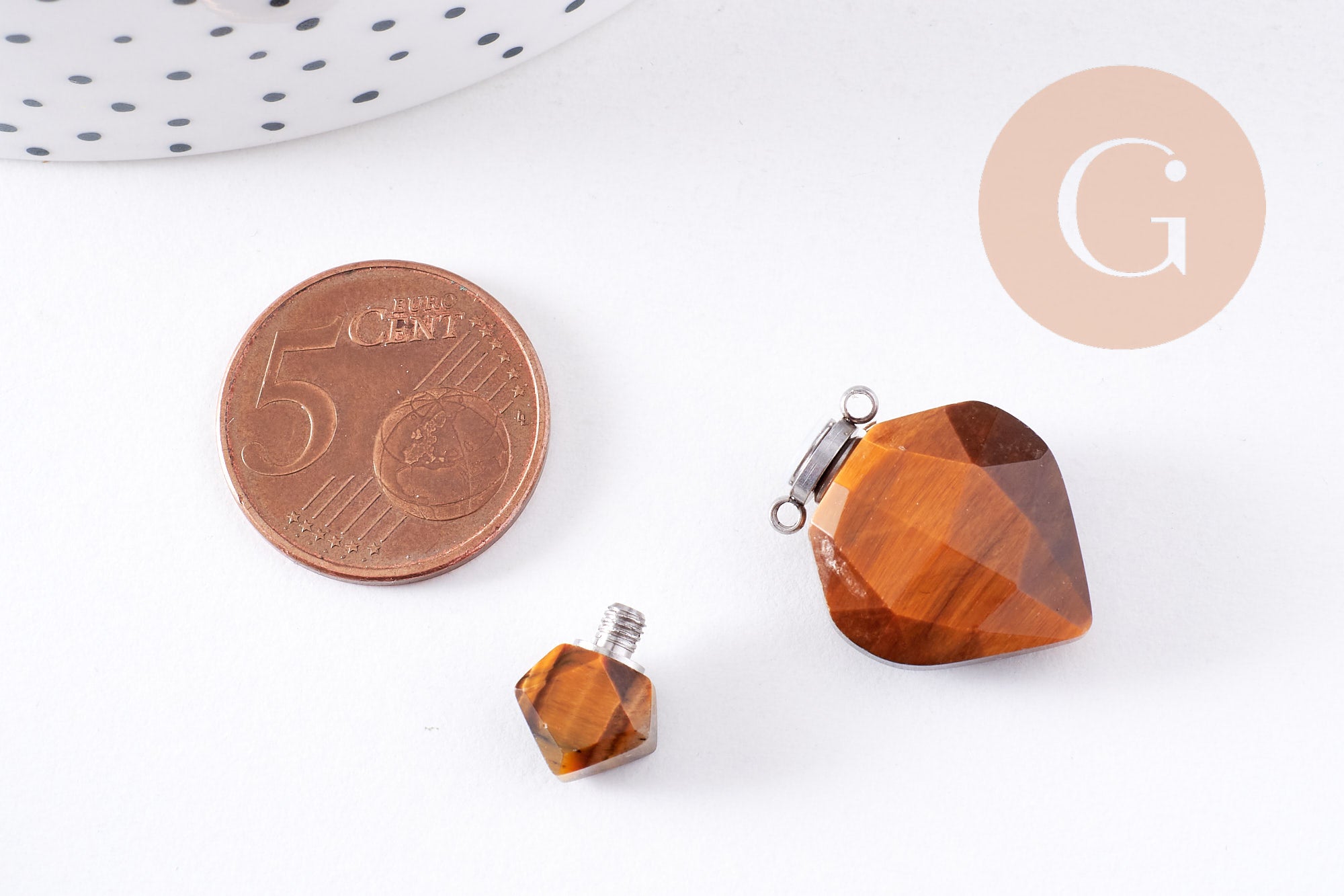 Gingerlily Pendentifs Bouteille Parfum Œil de Tigre Naturel 27mm x1