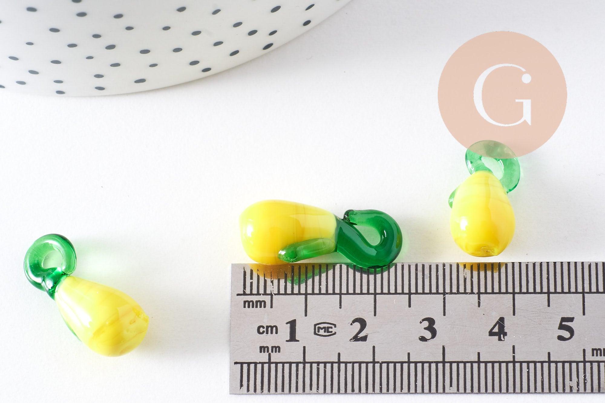 Gingerlily pendentif citron jaune verre artisanal 19mm x2