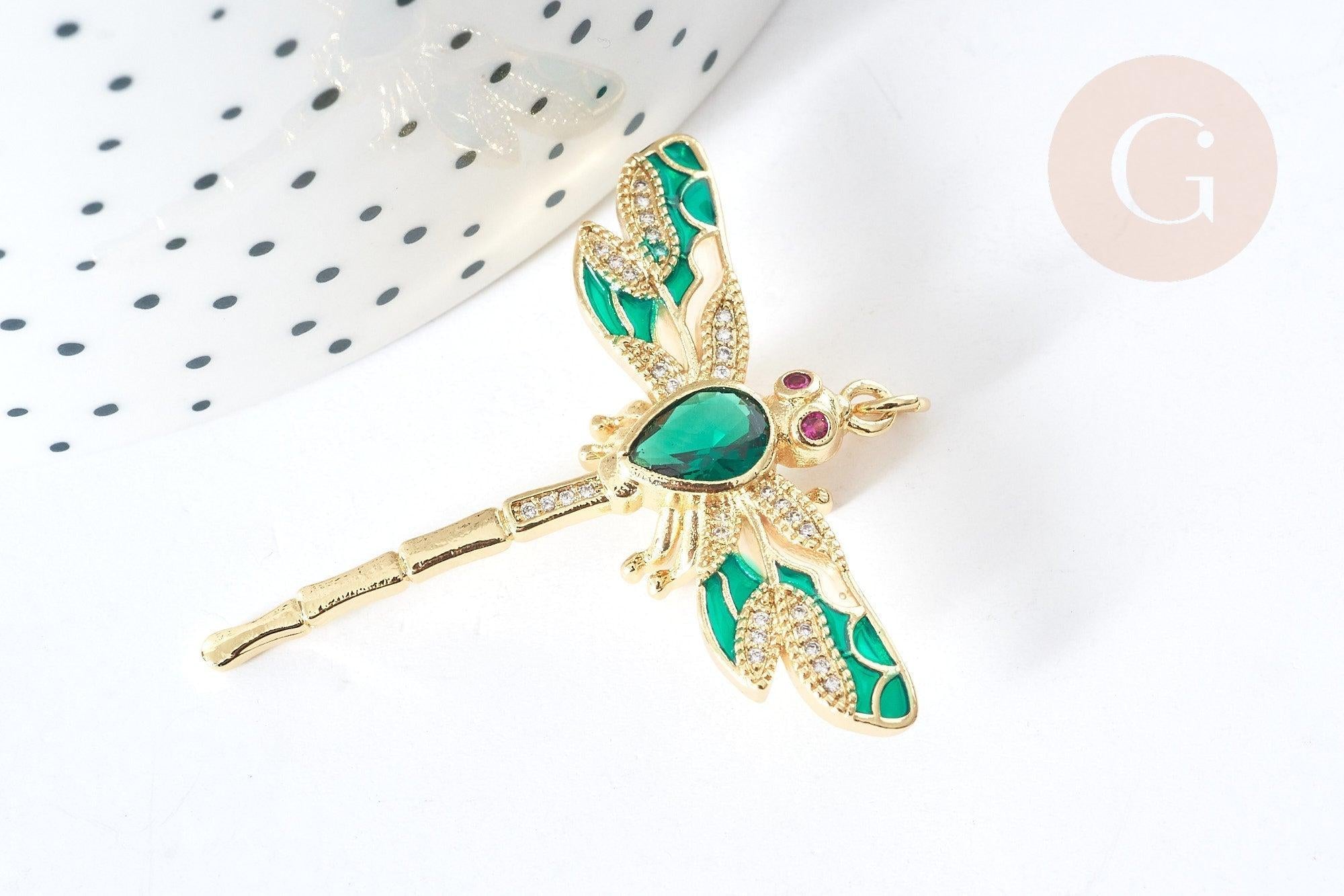 Gingerlily G8072 pendentif libellule laiton doré 42mm