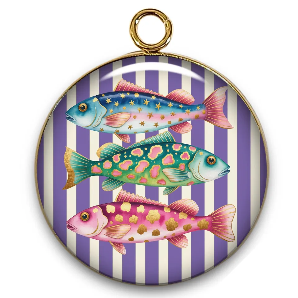 ARTSHOP Pendentifs 72 Intemporel rayures poissons 31mm
