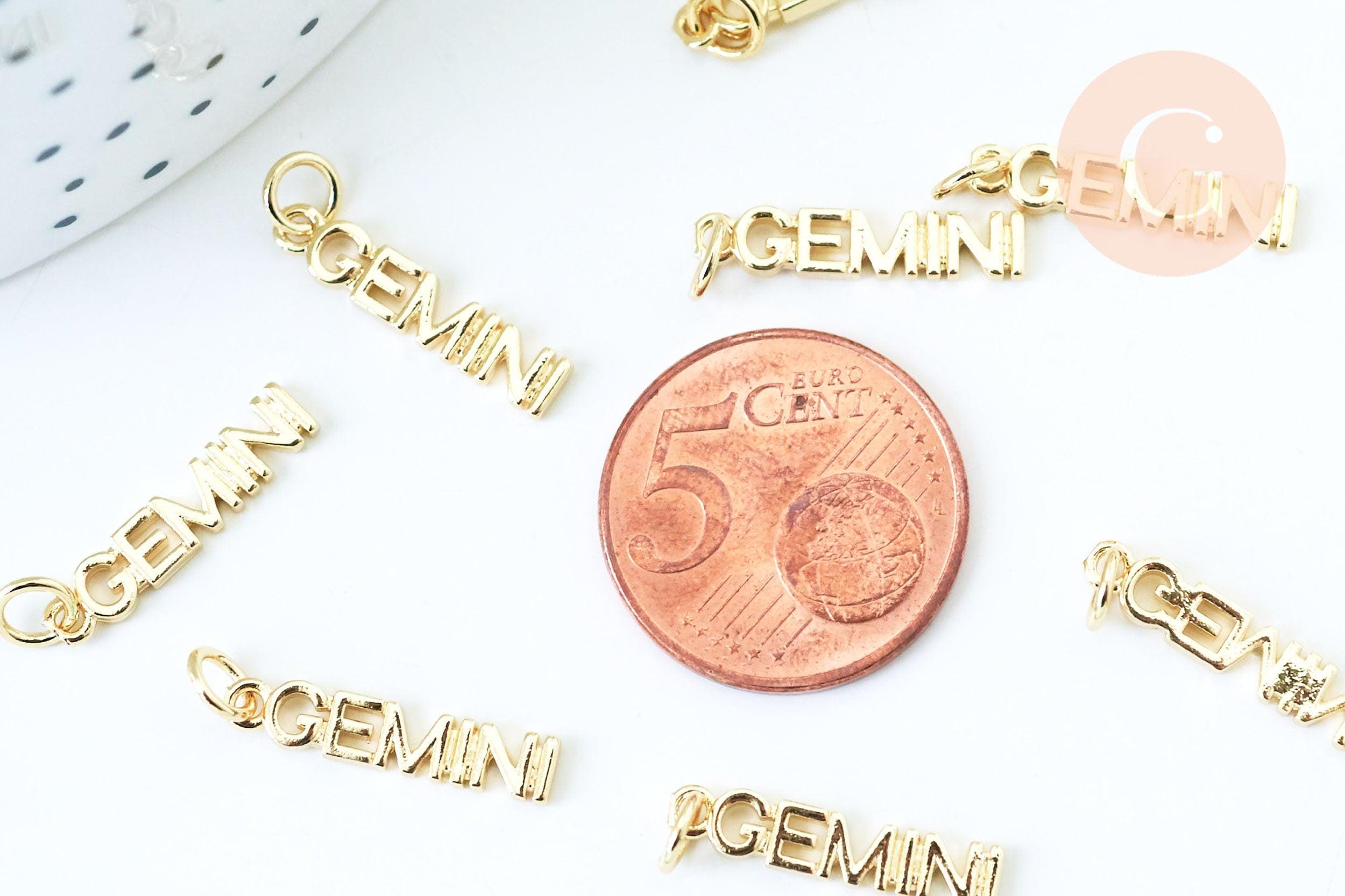 Gingerlily Pendentifs DIY Breloque Gémeaux Doré 18K 19mm