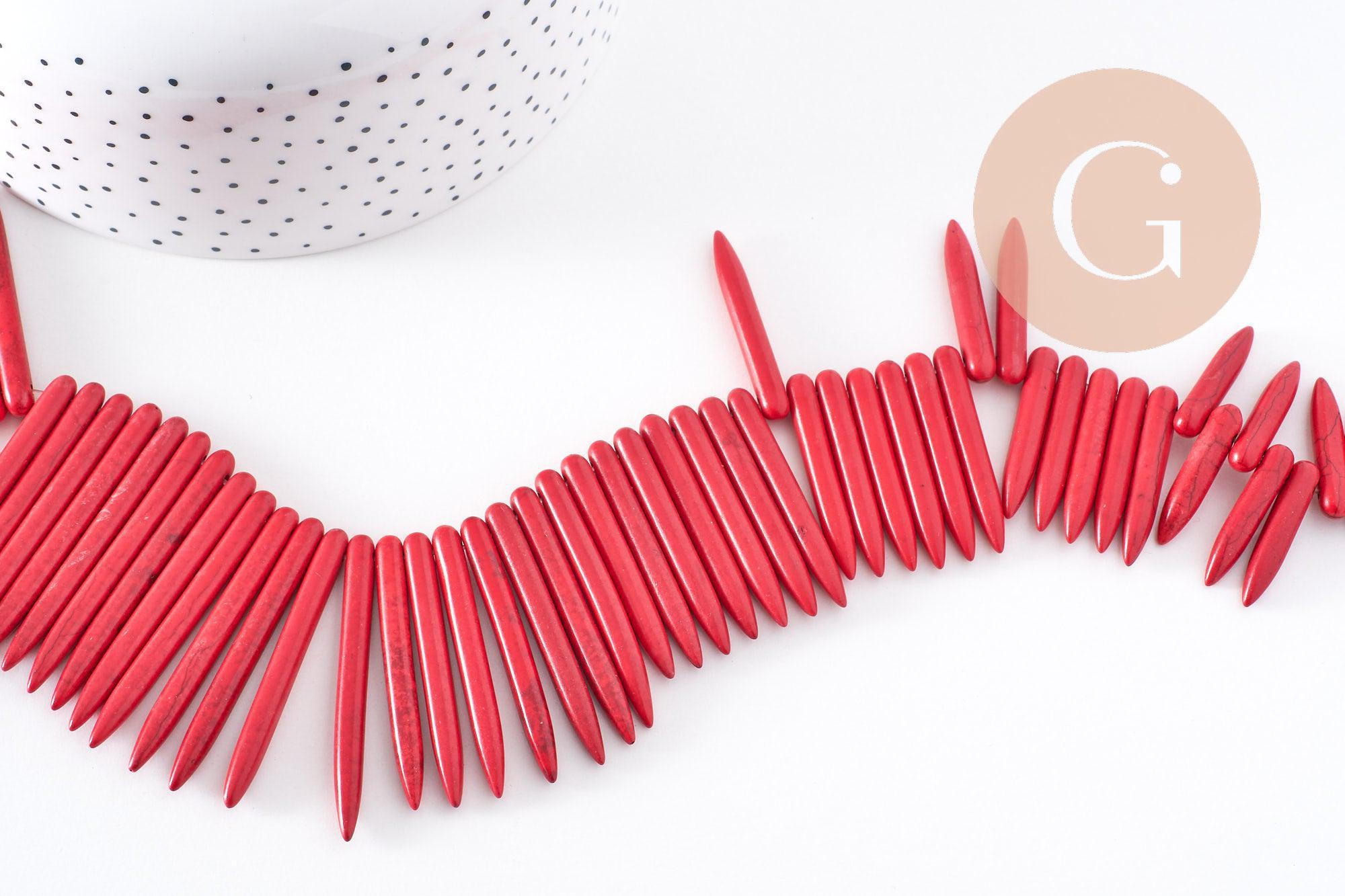 Gingerlily Perles pierre howlite rouge pointes 18-43mm fil