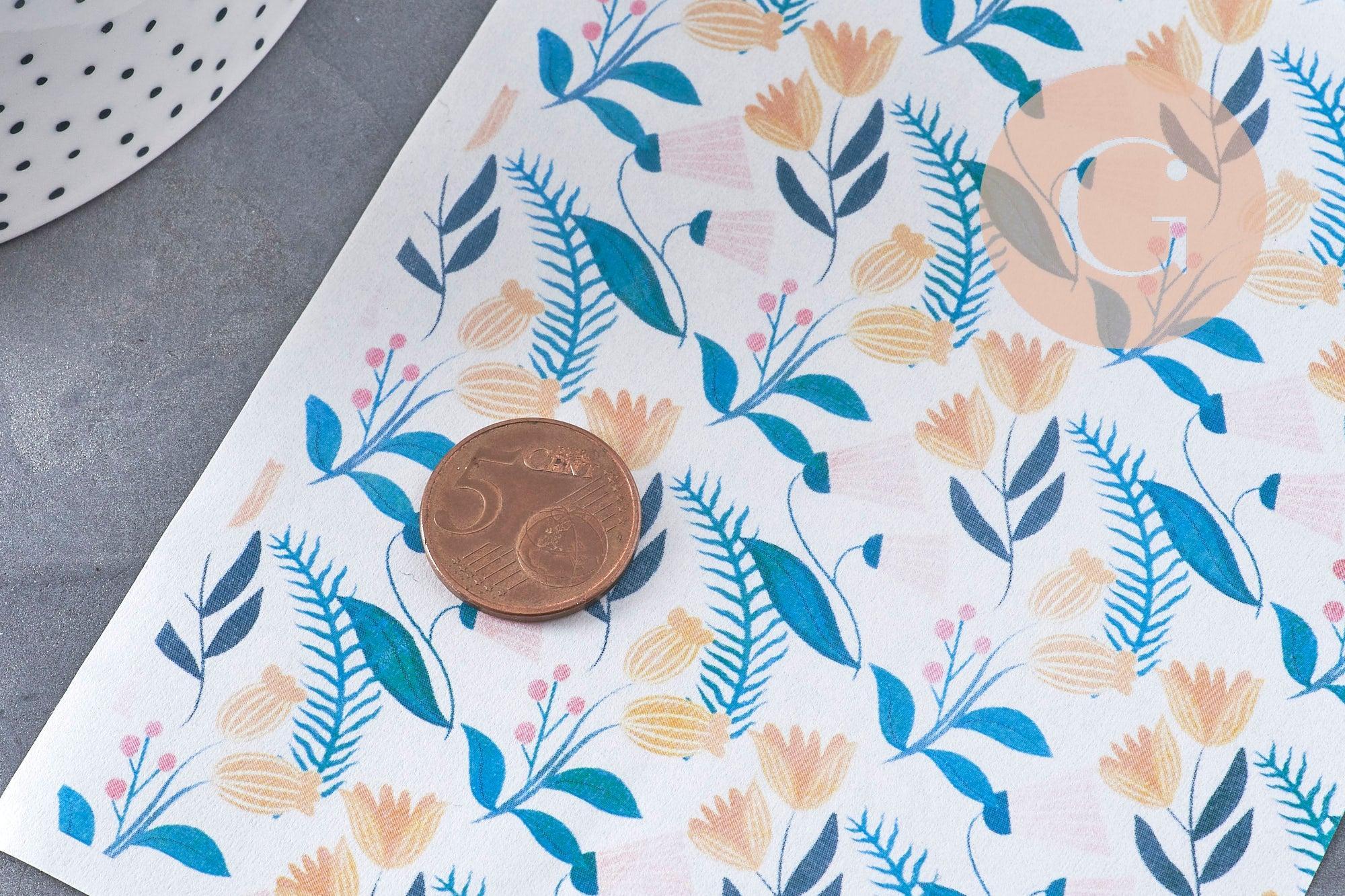 Gingerlily Pâte polymère feuille transfert fleurs rose jaune 14cm
