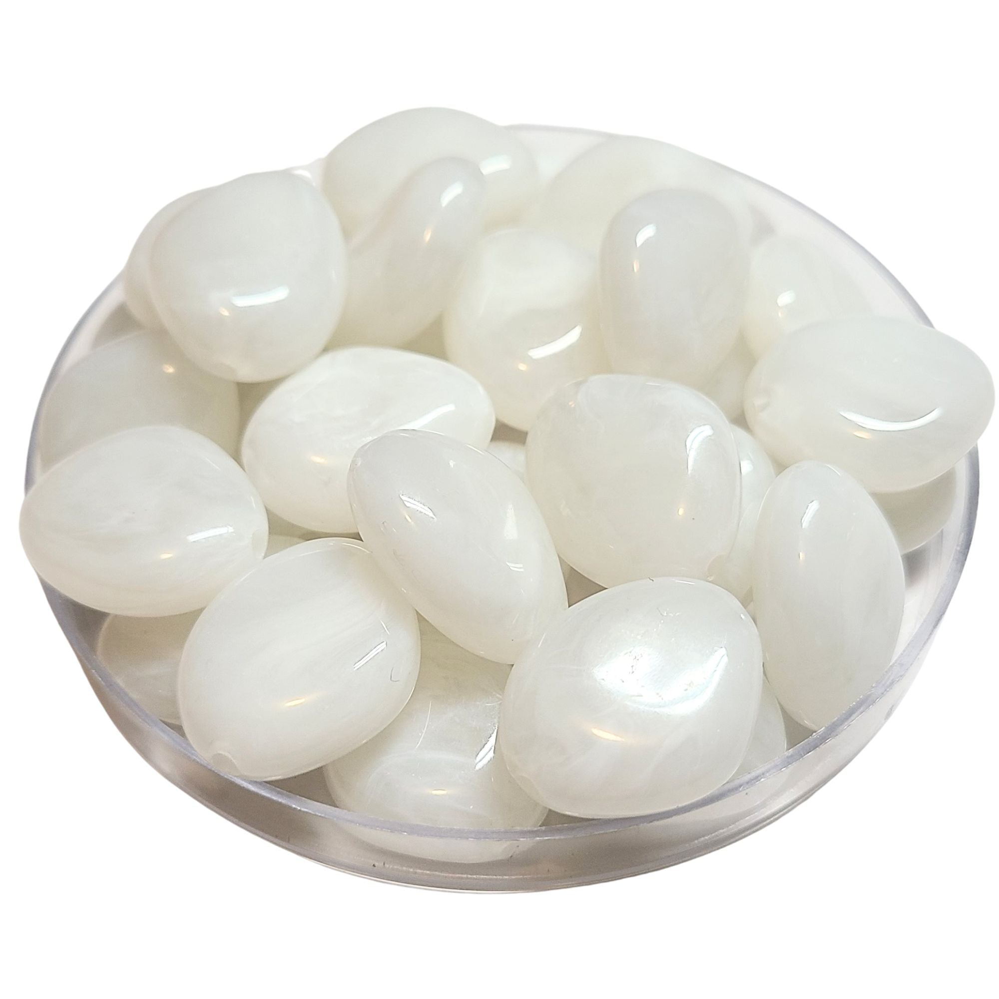 ARTSHOP Galets TIKA 1 perle blanc marbré x1 23MM