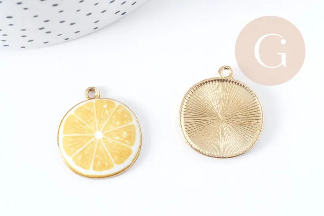 Gingerlily Pendentif citron G8943 émail jaune 26mm x1