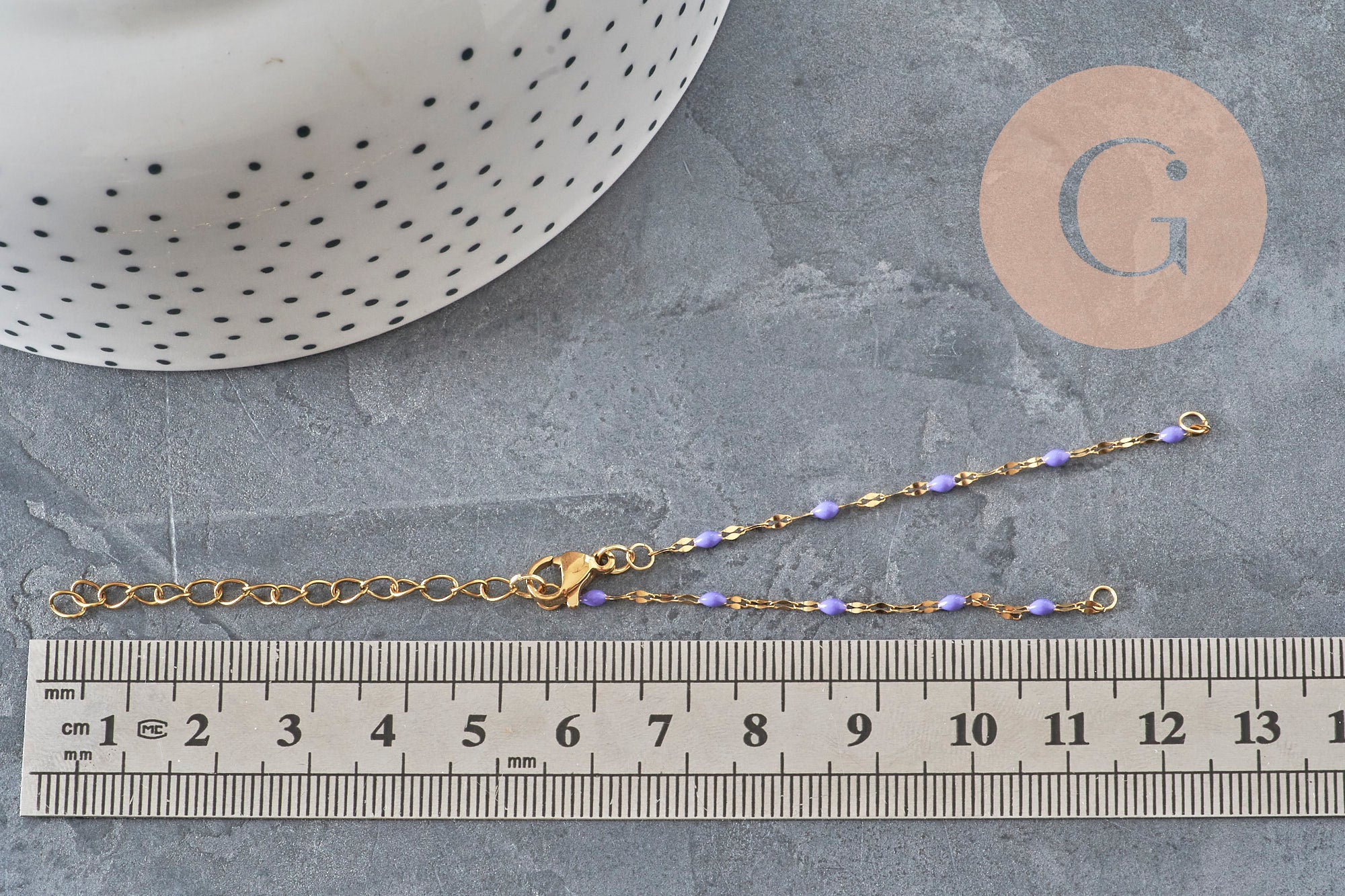 Gingerlily G11364 base bracelet chaîne violette doré 14,3cm