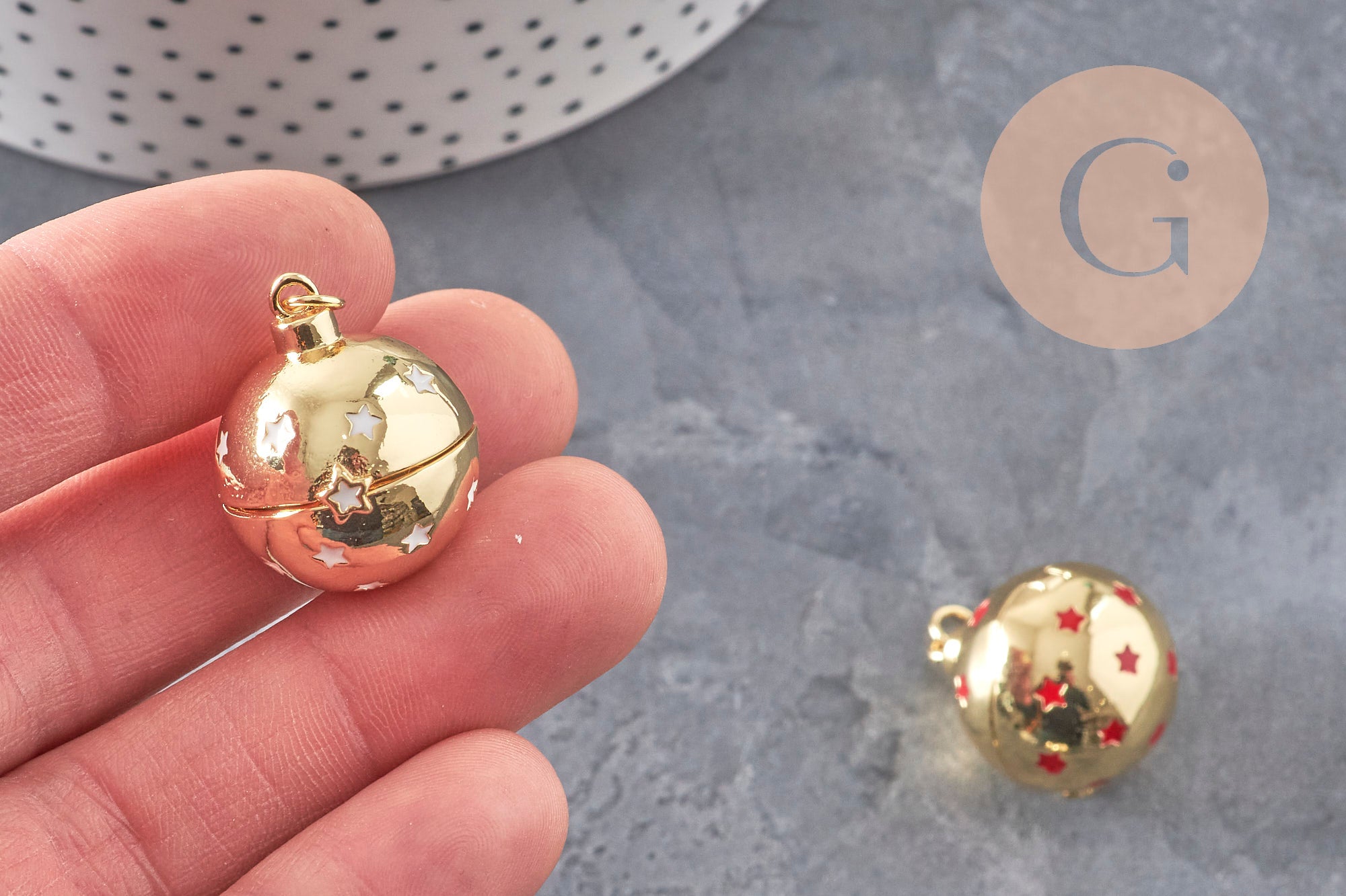 Gingerlily G11147 pendentif locket boule doré étoiles 25mm x1