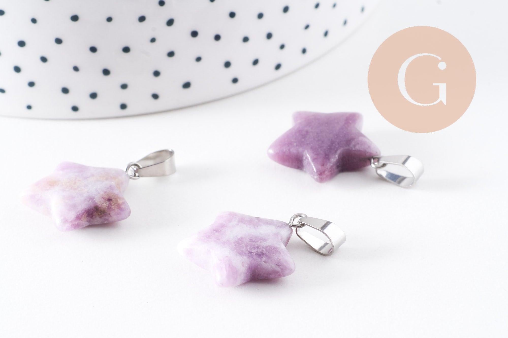 Gingerlily Pendentif étoile lépidolite violette 22mm x1 G10071