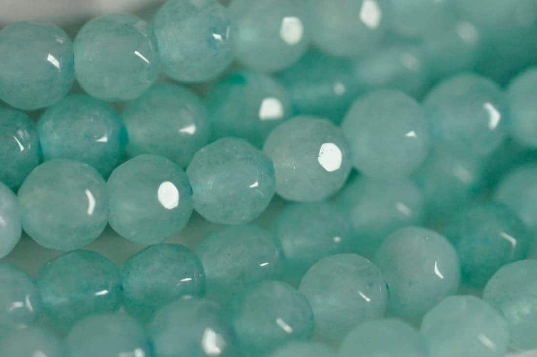 Gingerlily G668 perles jade facetté bleu turquoise 4mm fil 35cm