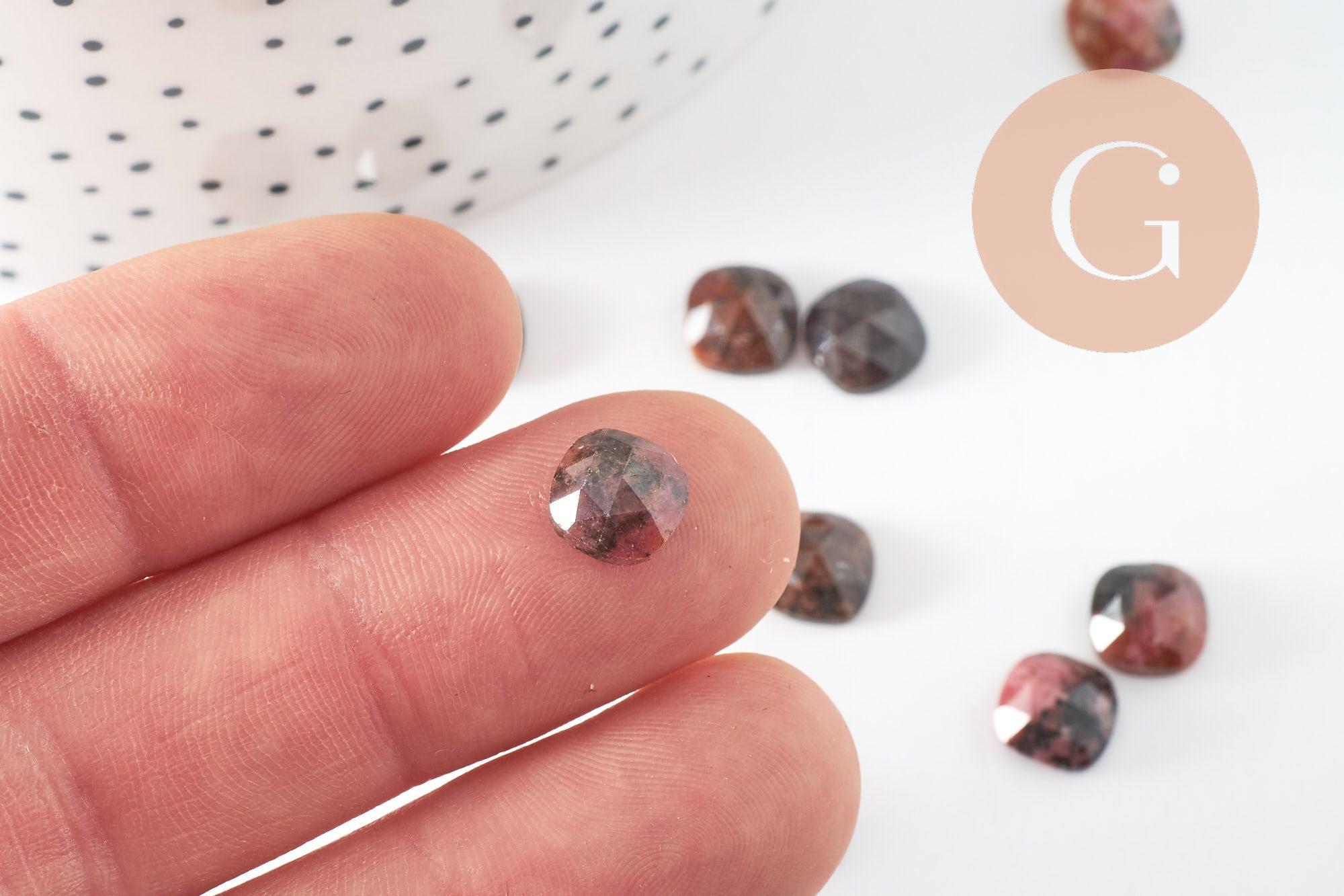 Gingerlily Perles cabochon carré rhodonite 8mm pierre