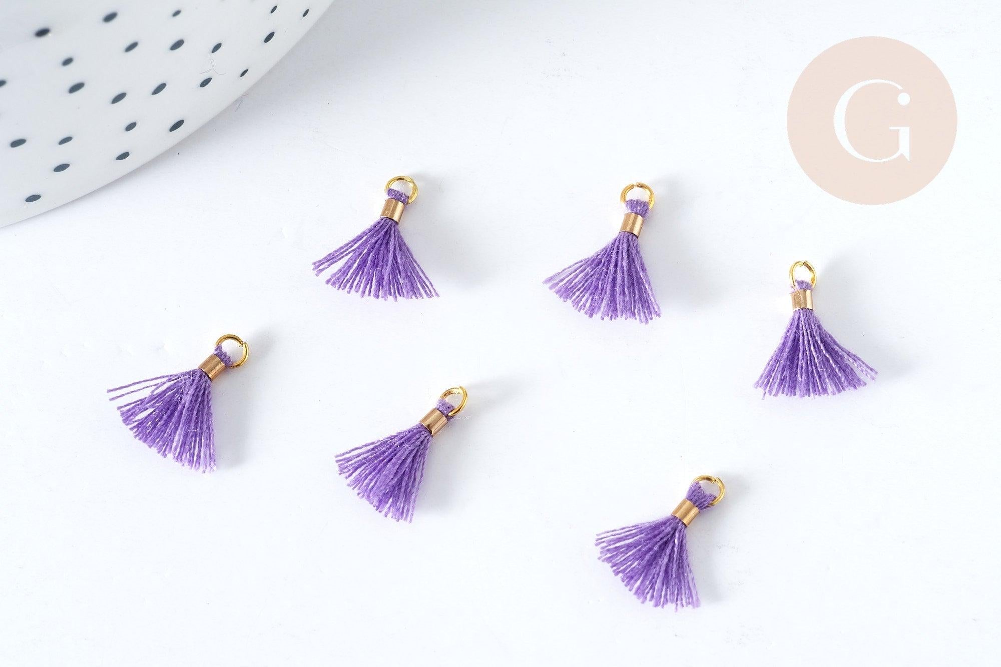 Gingerlily Pompons violets polyester support doré 10-15mm x10