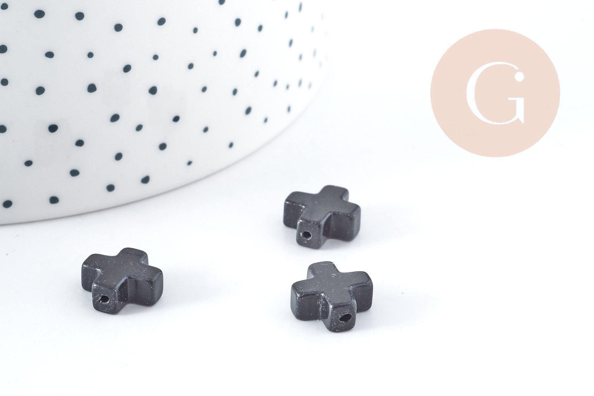 Gingerlily Perles G8280 croix onyx noir naturel 12mm x5