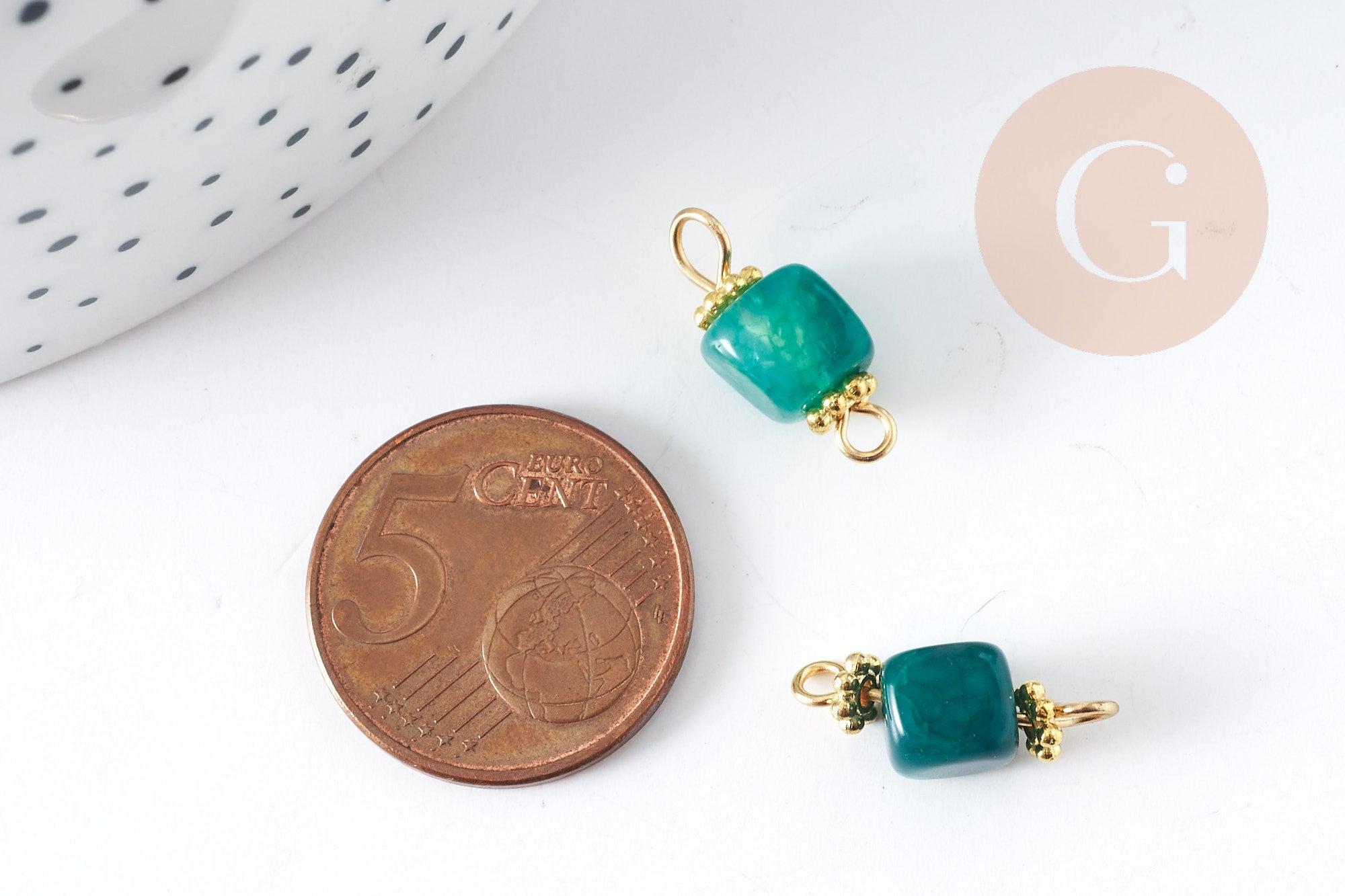 Gingerlily G9103 connecteur cube agate verte 17mm