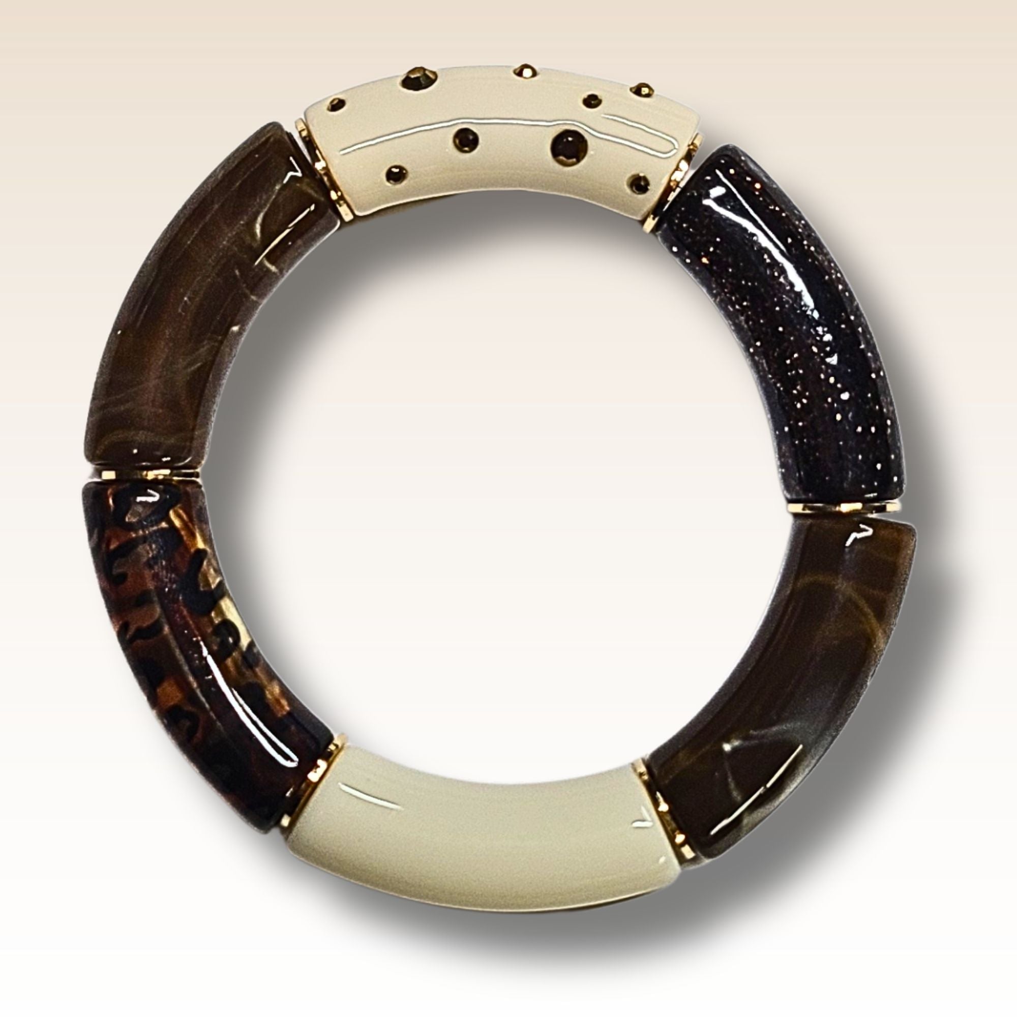ARTSHOP Strass & Émaillés 429 tube incurvé ivoire doré x1 strass