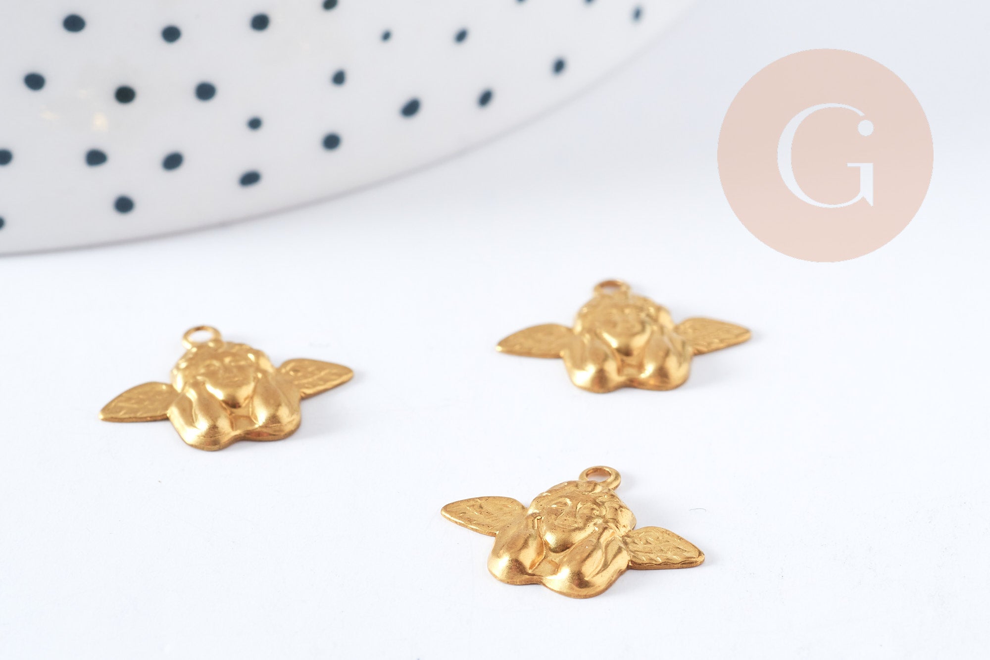 Gingerlily Pendentif G7632 breloque ange laiton brut 16 mm x2