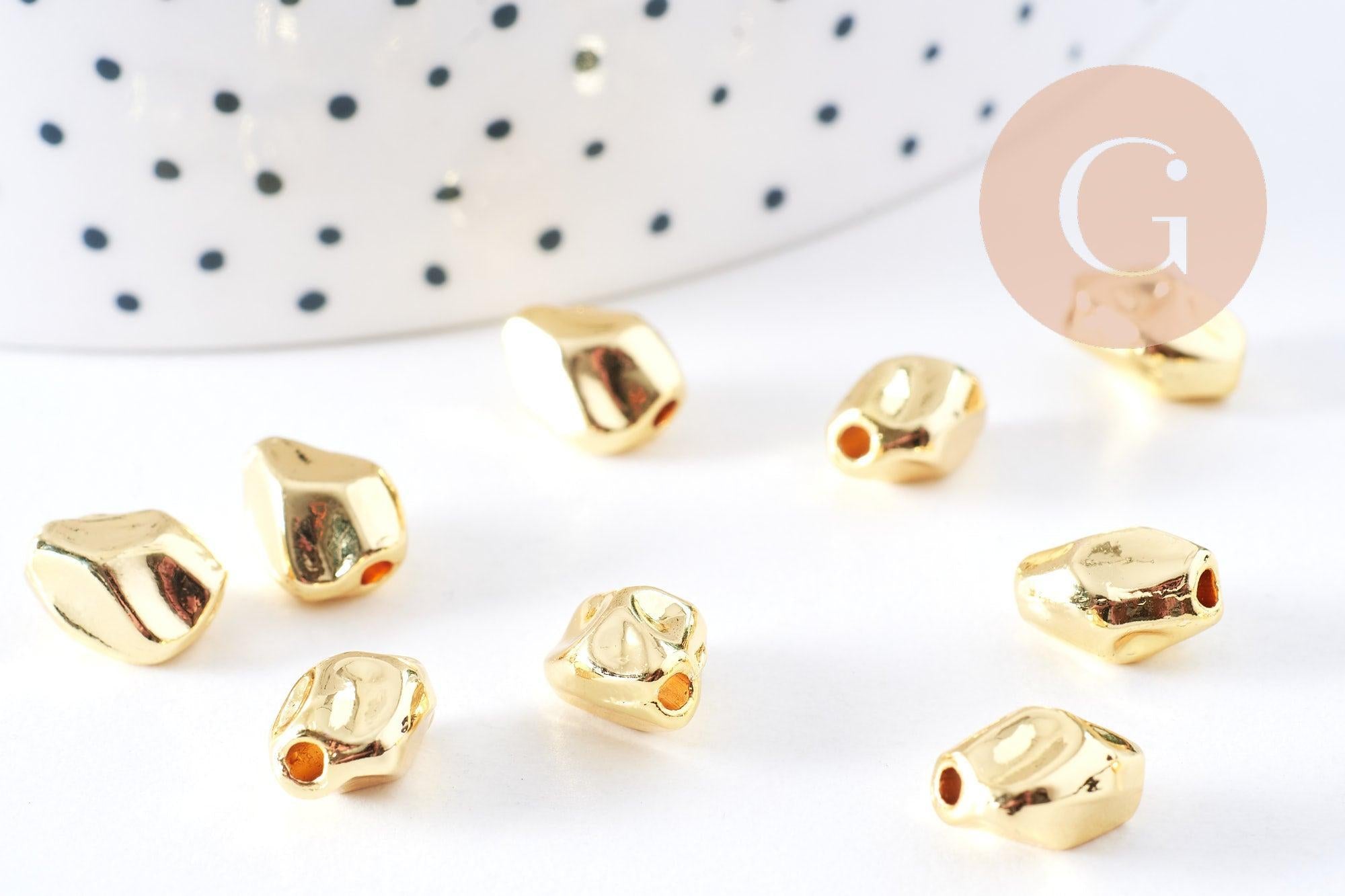 Gingerlily Perles bijoux DIY nuggets doré 9.5x7mm x10 zamac