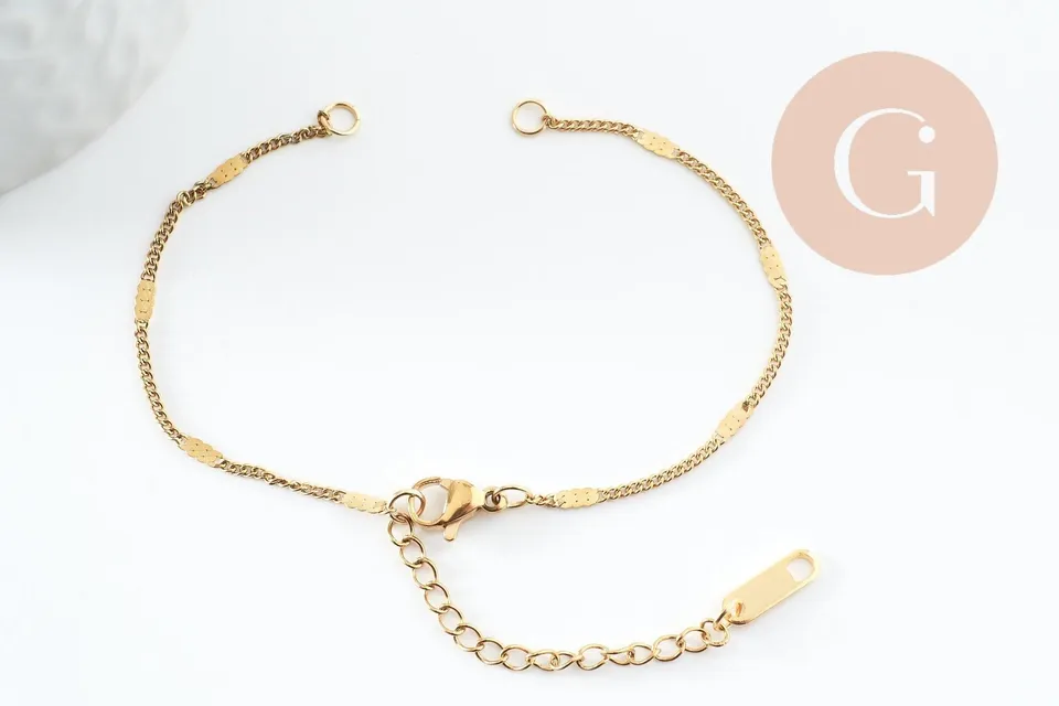 Gingerlily Apprêts base bracelet G9547 acier doré 16cm x1