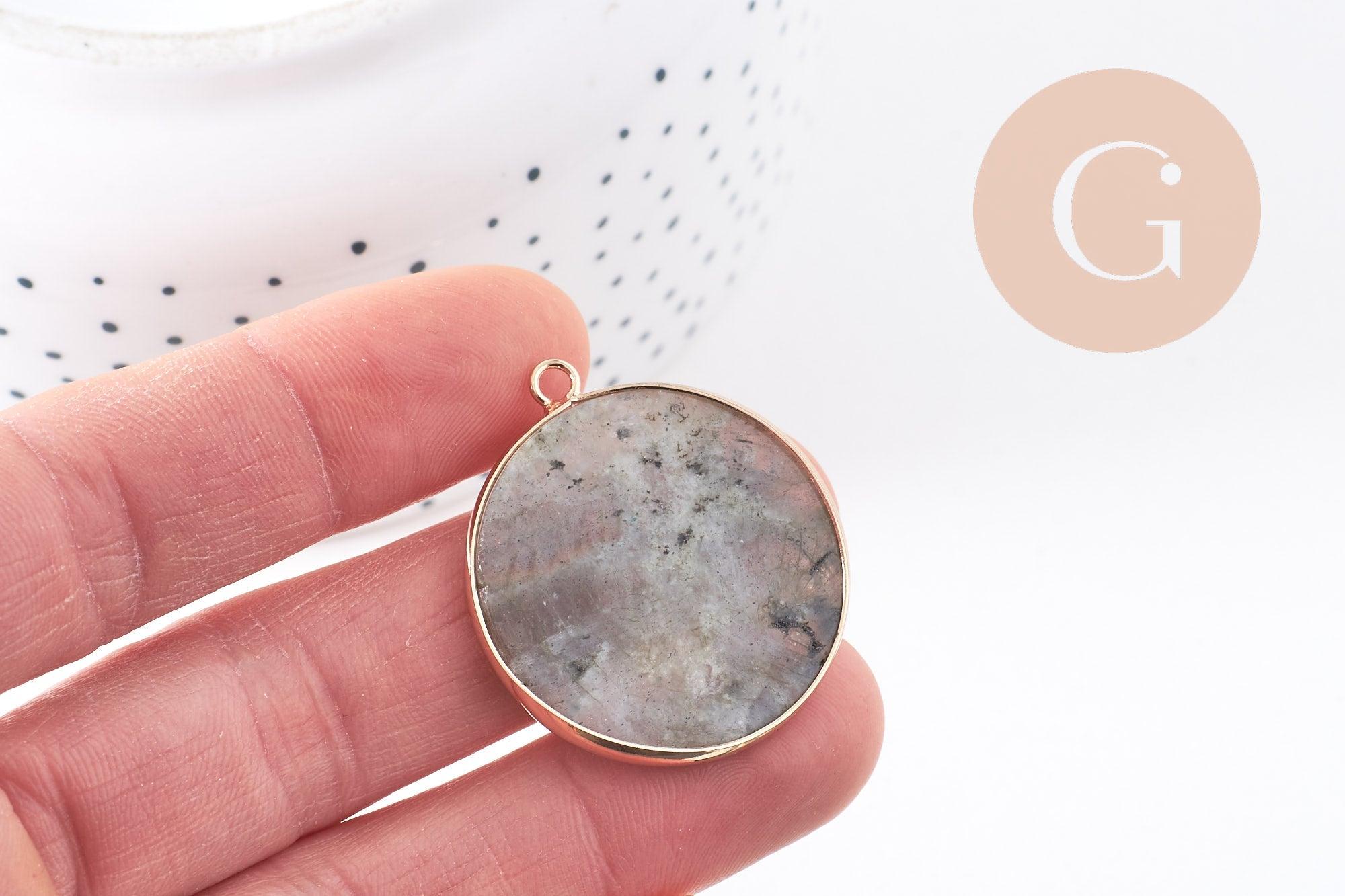 Gingerlily pendentif labradorite pendentif rond laiton doré 35mm