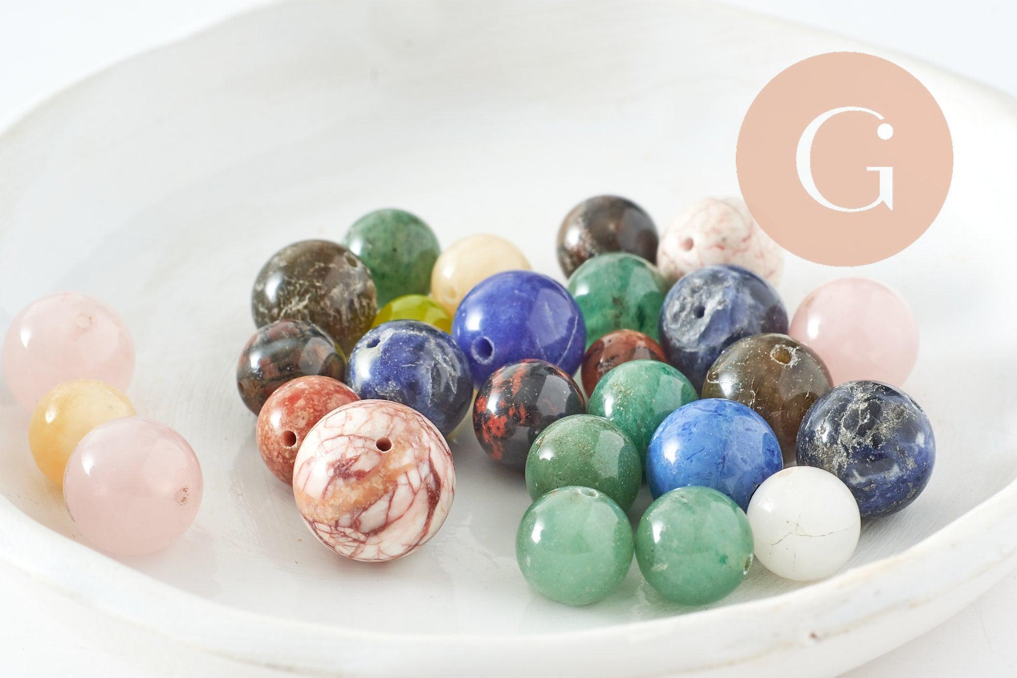 Gingerlily Perles pierre naturelle rondes 4-16mm 50g