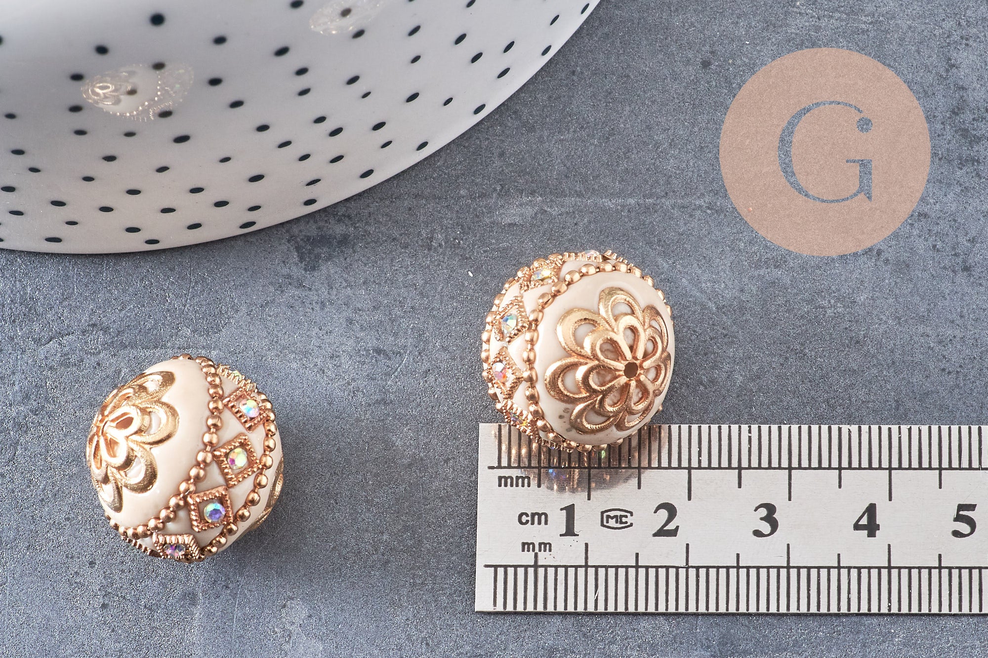 Gingerlily Perles DIY perle indonésienne G5906 grise strass 19,5mm