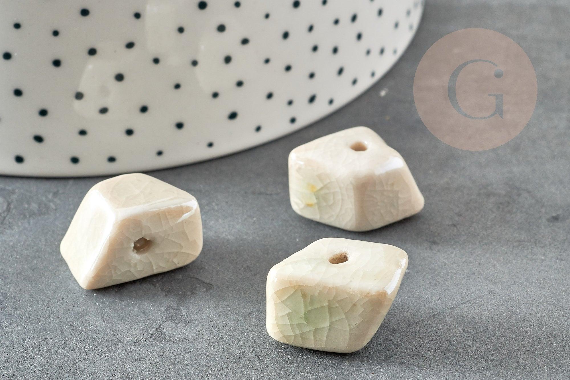 Gingerlily Perles Pépite Céramique Blanche 20mm x10