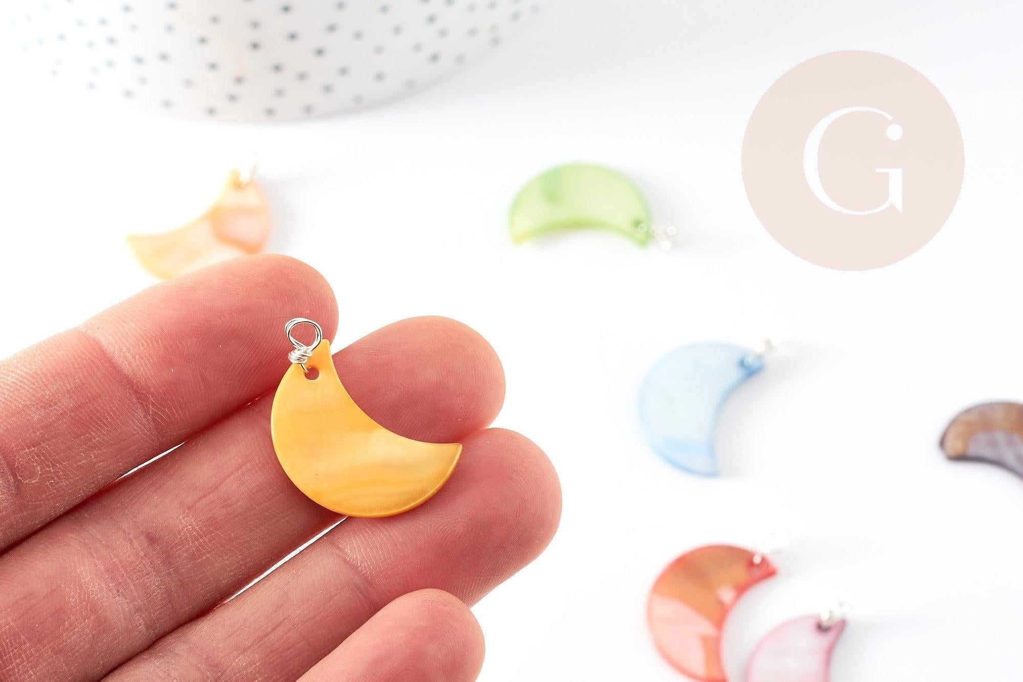 Gingerlily Pendentif lune G9155 nacre multicolore 28,5mm x1