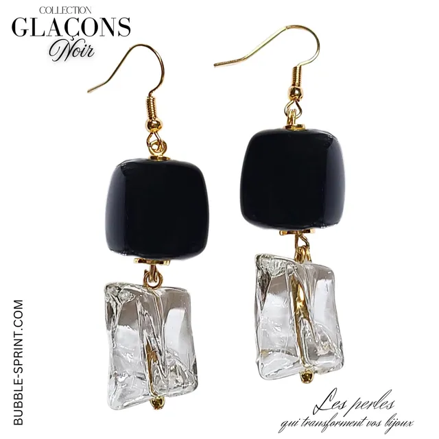 ARTSHOP Prêts-à-porter Glaçons boucle oreille noir kit