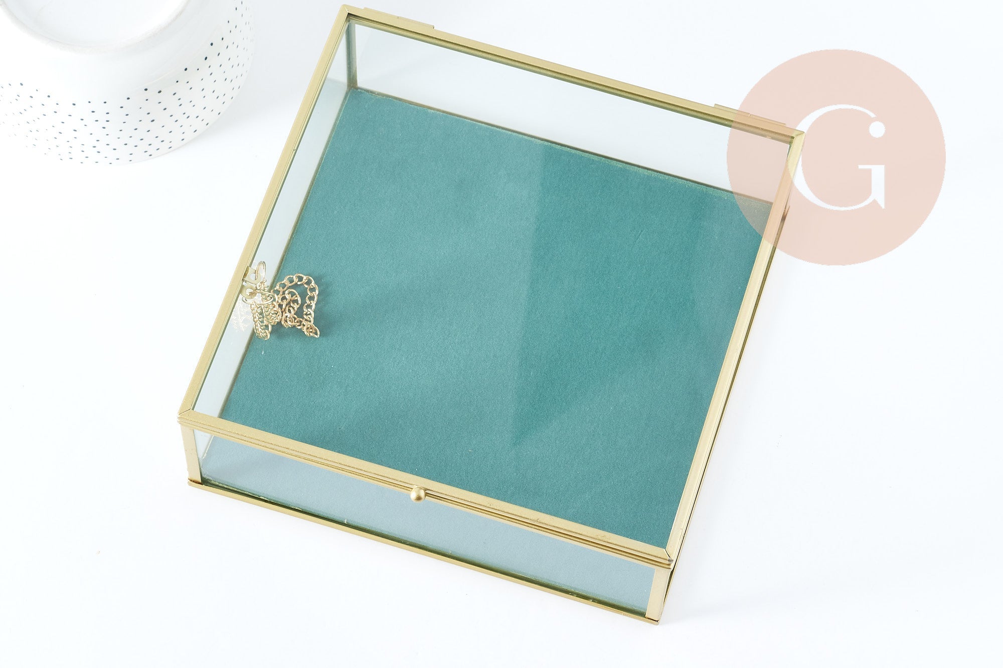 Gingerlily Rangement G8547 boîte verre carrée 20cm verte
