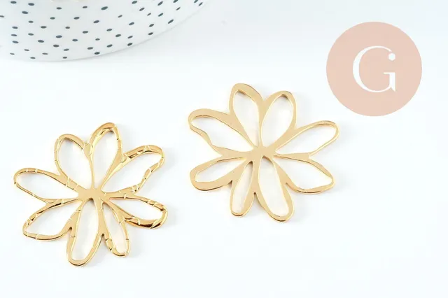 Gingerlily Pendentifs G10735 pendentif fleur acier doré 42.5mm