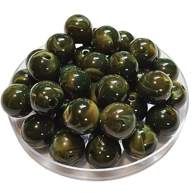 ARTSHOP Boules 16MM 252 perles vert mousse marbré x15