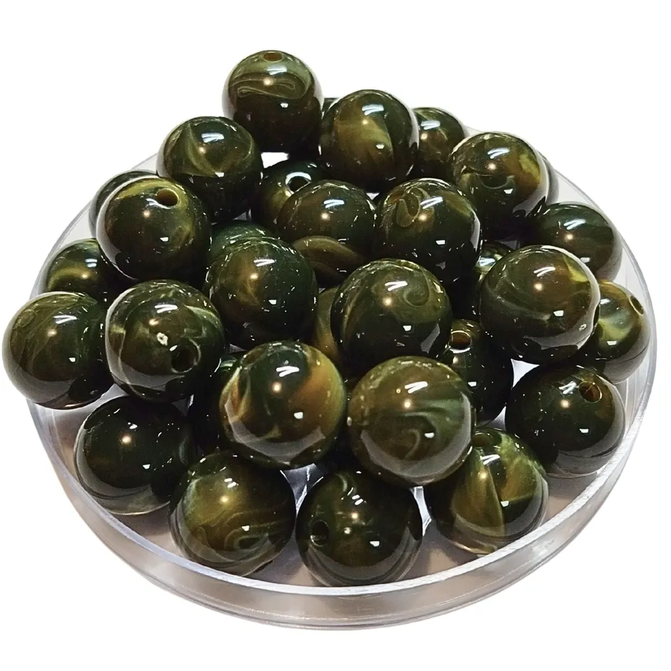 ARTSHOP Boules 16MM 252 perles vert mousse marbré x15