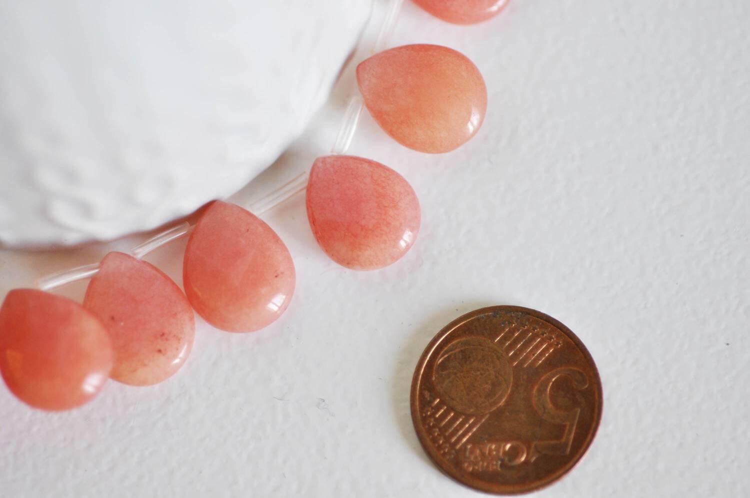 Gingerlily Perle goutte jadeite orange 15mm x5 facettée