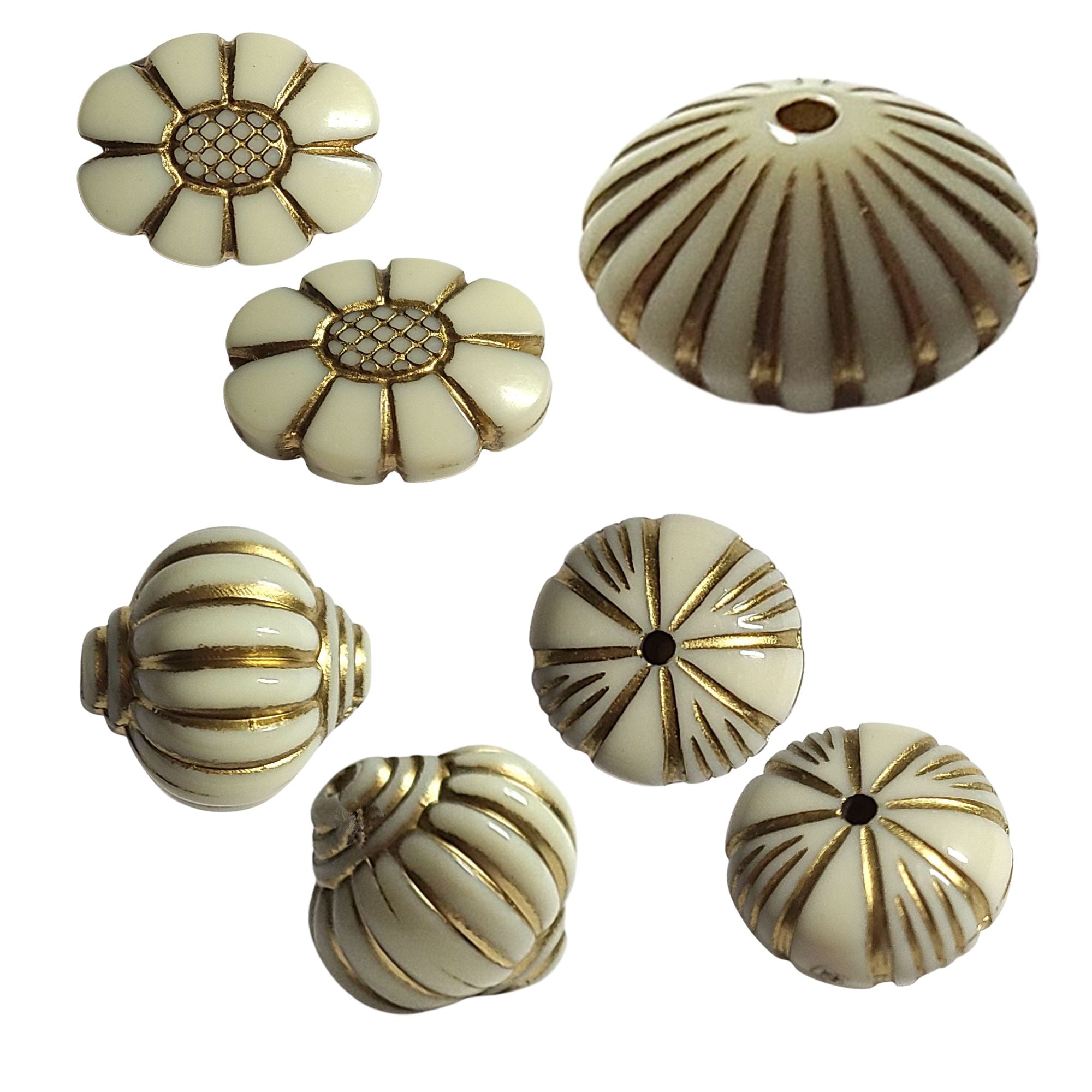 ARTSHOP Perles Vintage perle résine ivoire 1028 x10