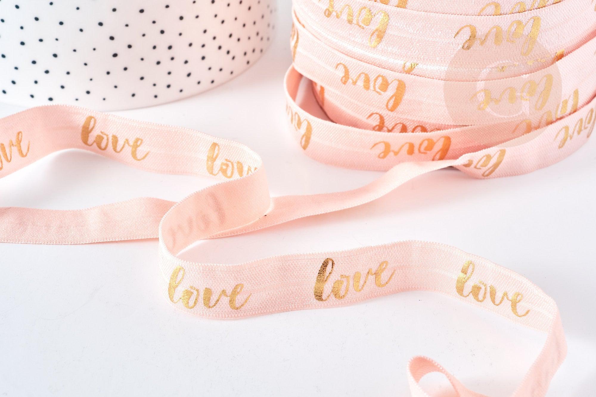 Gingerlily Cordons G8306 ruban élastique LOVE rose 16mm 1m